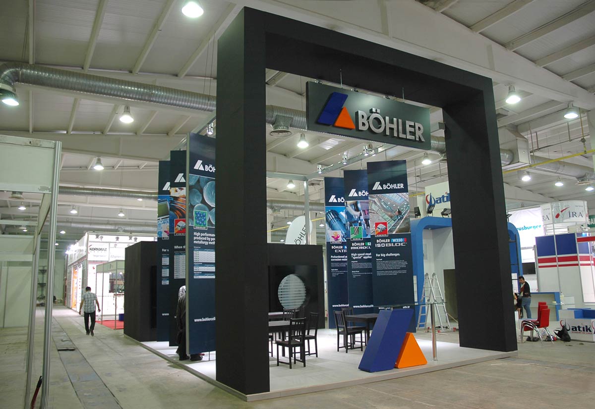 Bohler large exhibition stand in a trade show hall