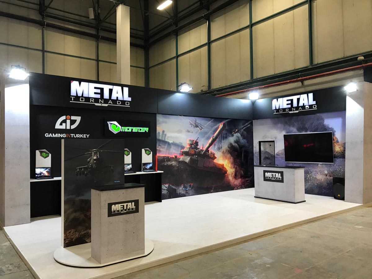 An Exhibition stand of metal tornado game