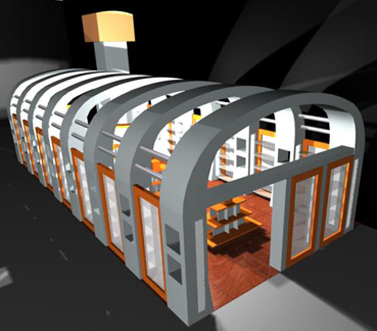 White large arches in a 3D Trade Stand