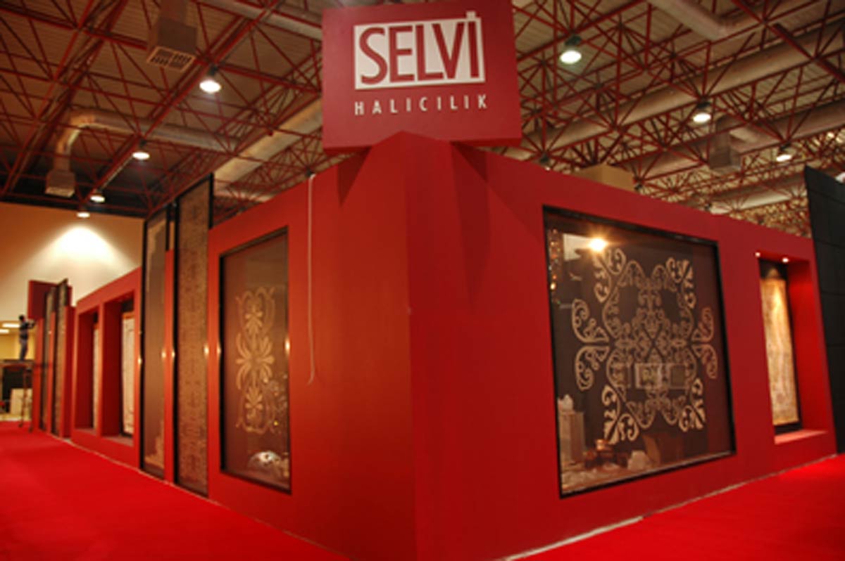 Red Rug Company Exhibition Stand with Selvi Sign on top