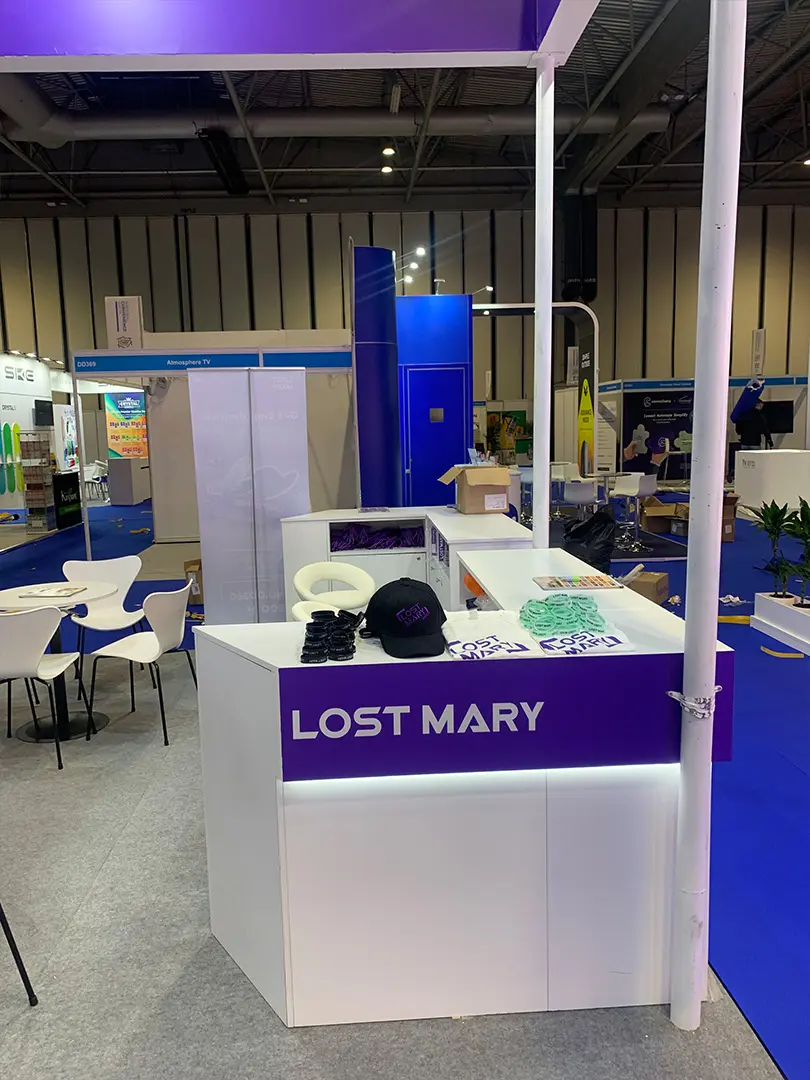 Lost mary desks with merchandise on them