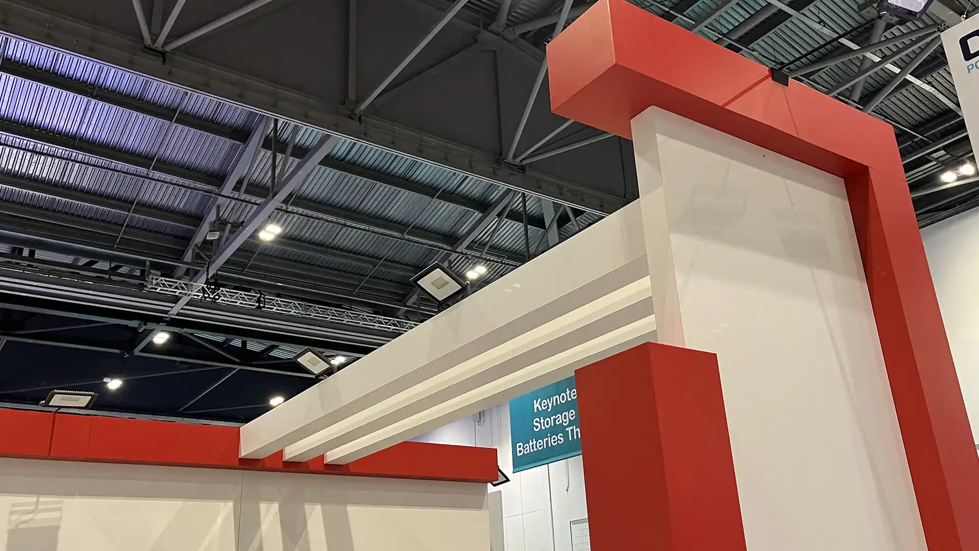 an exhibition Hall ceiling taken under a stand