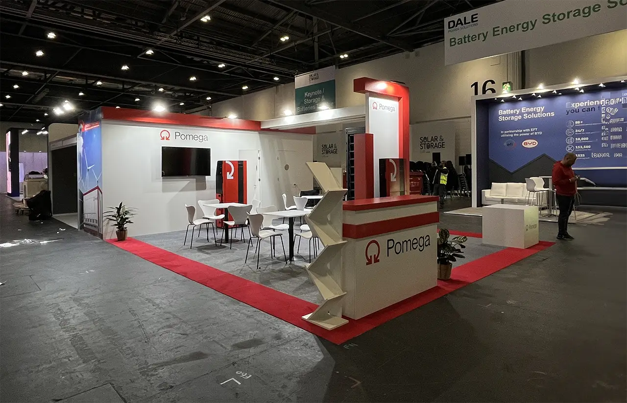 Red and white modern Trade Stand in Excel London